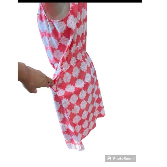 Merona women’s medium coral color block dress gingham pockets adjustable waste - Picture 4 of 5